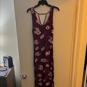 Pink Republic Burgundy Floral Maxi Dress